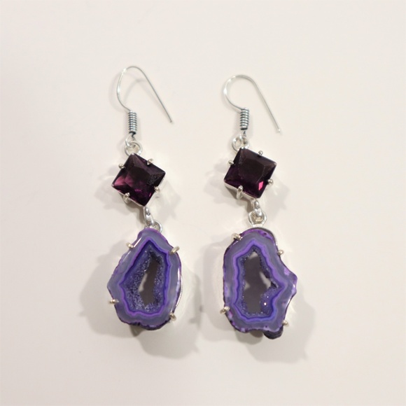 Solar Quartz Druzy & Amethyst & .925 Silver - Picture 3 of 6